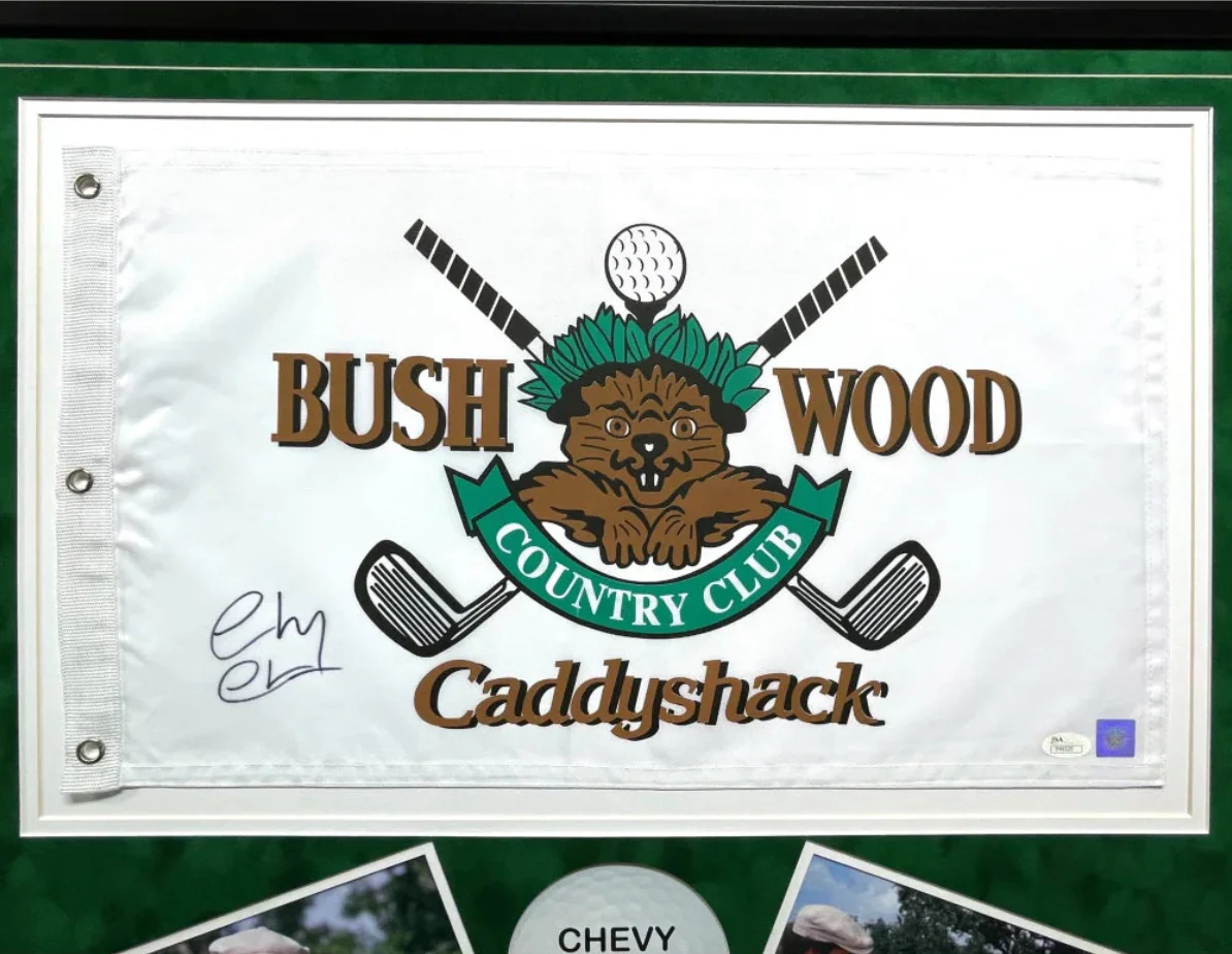 Chevy Chase Signed Caddyshack Flag Frame Collage COA Bushwood Pin Autographed - Image 3