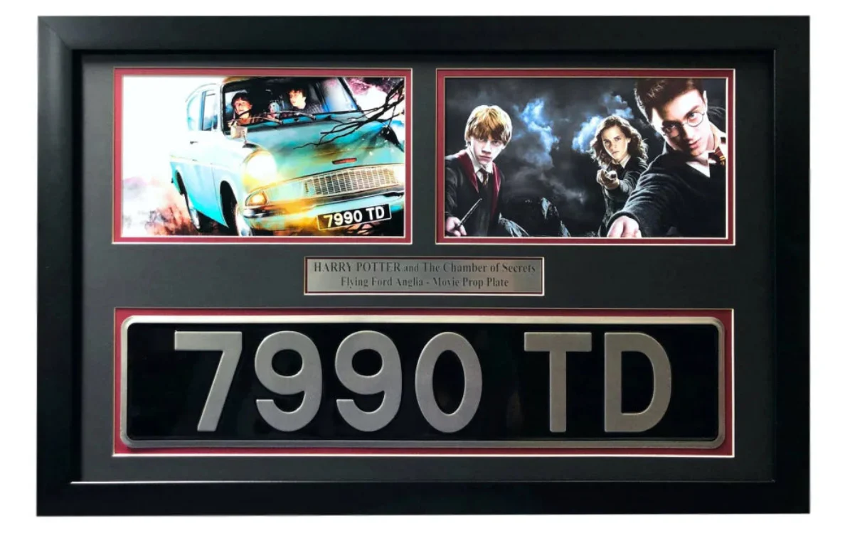 "Harry Potter" Flying Movie Car License Plate Framed Collage Chamber of Secrets