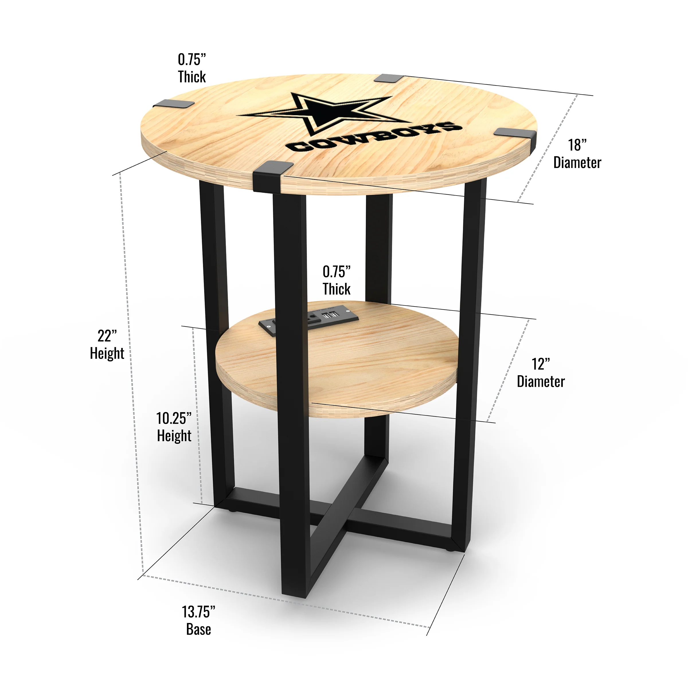 NFL Licensed Round Side Table with Charger - Image 10