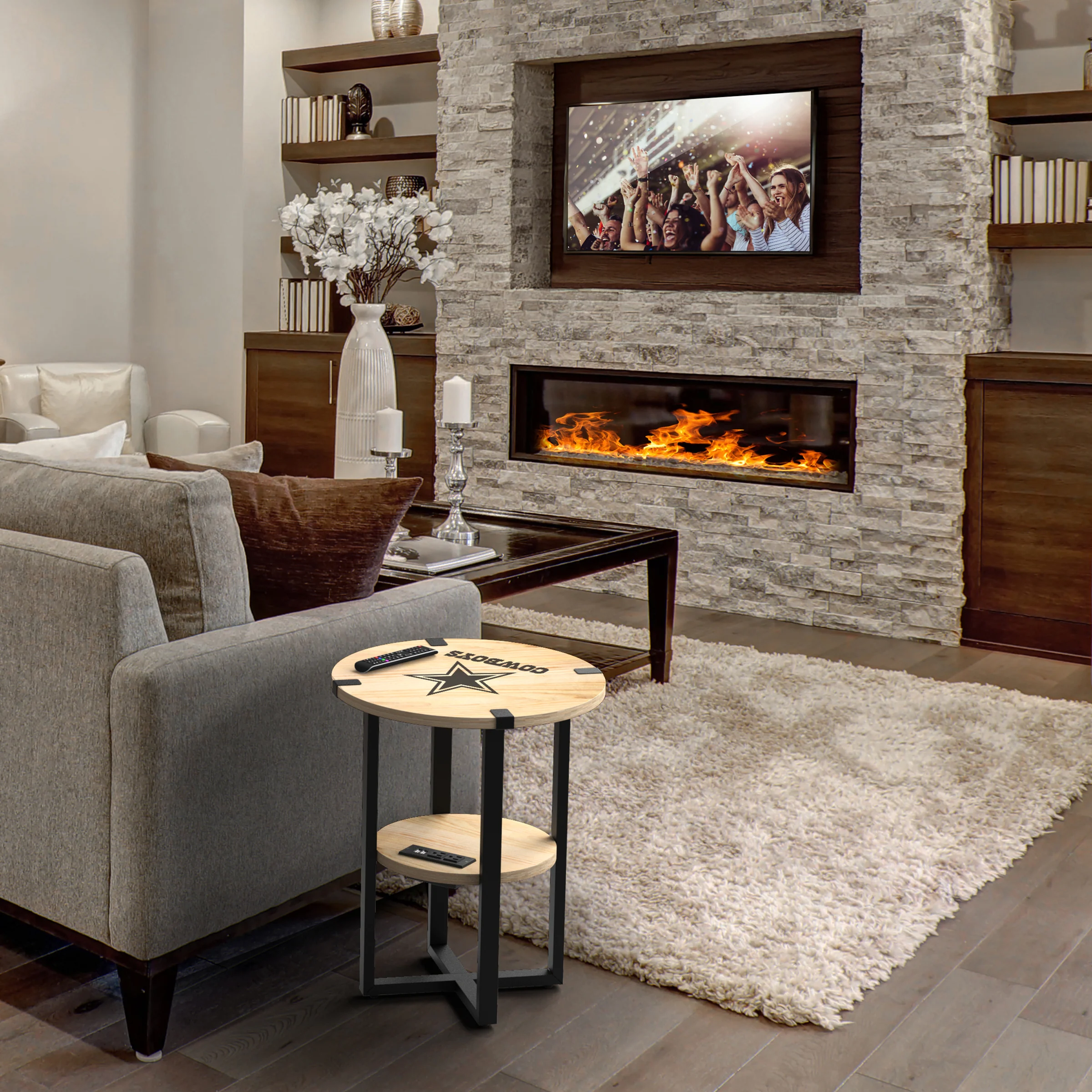 NFL Licensed Round Side Table with Charger - Image 11