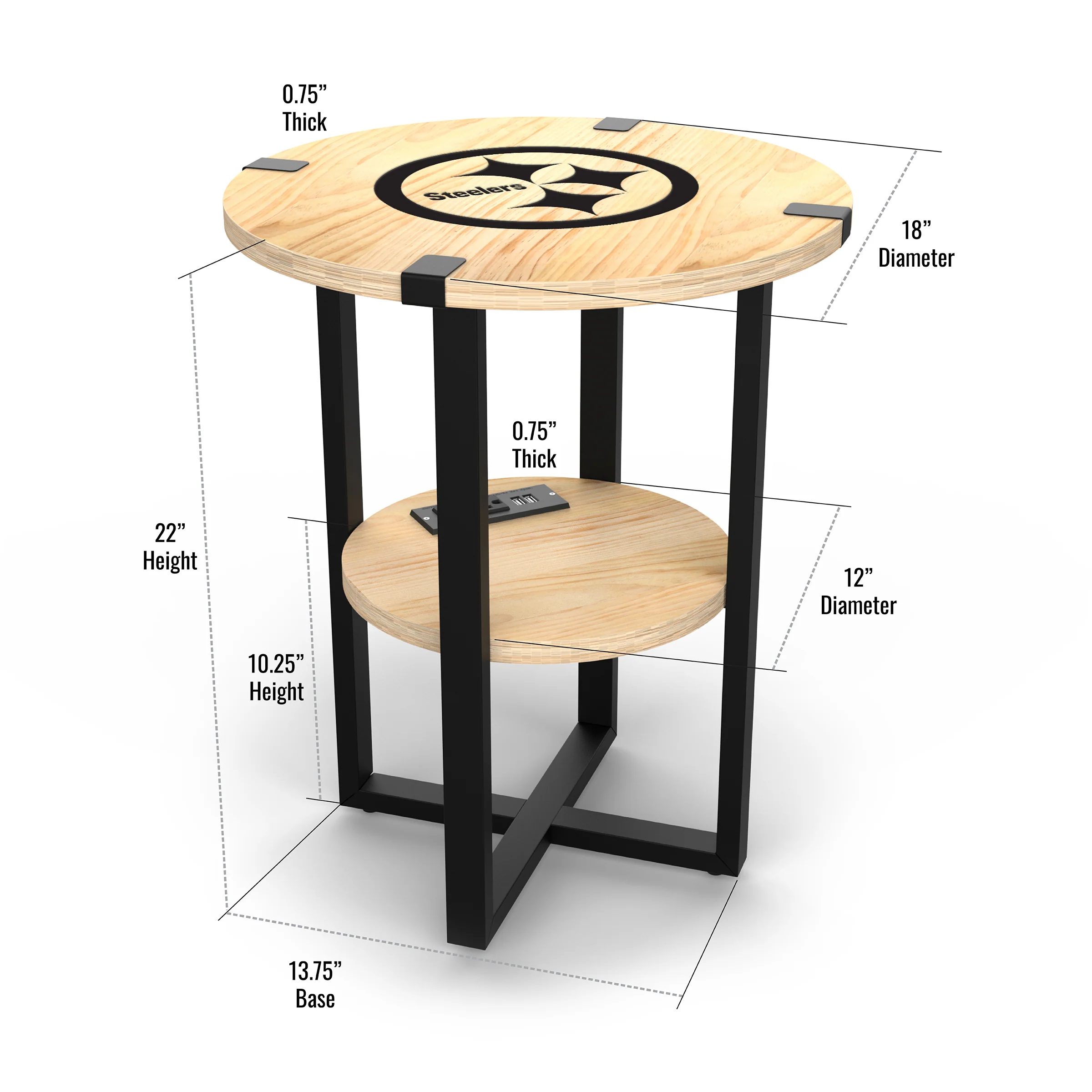 NFL Licensed Round Side Table with Charger - Image 16