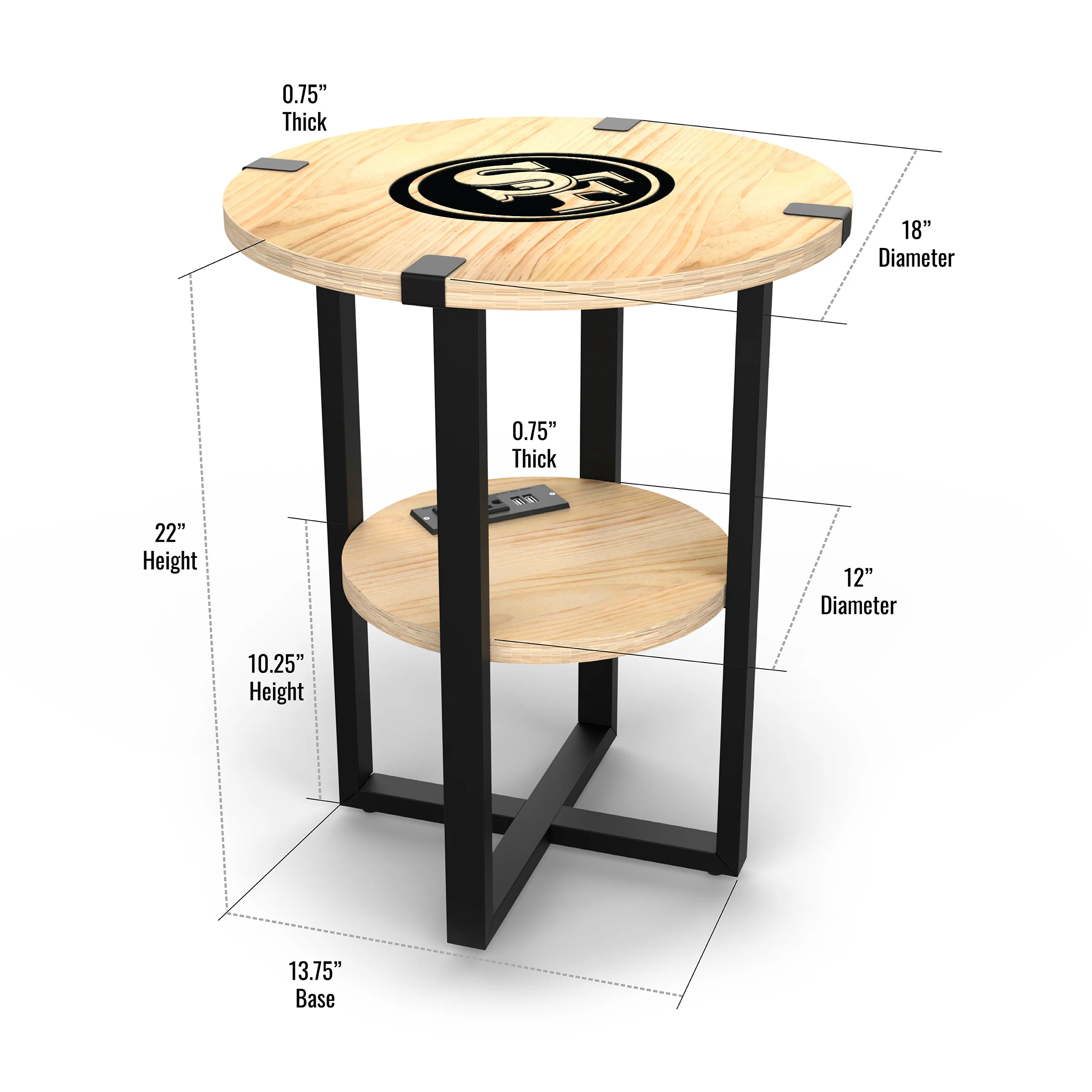 NFL Licensed Round Side Table with Charger - Image 22