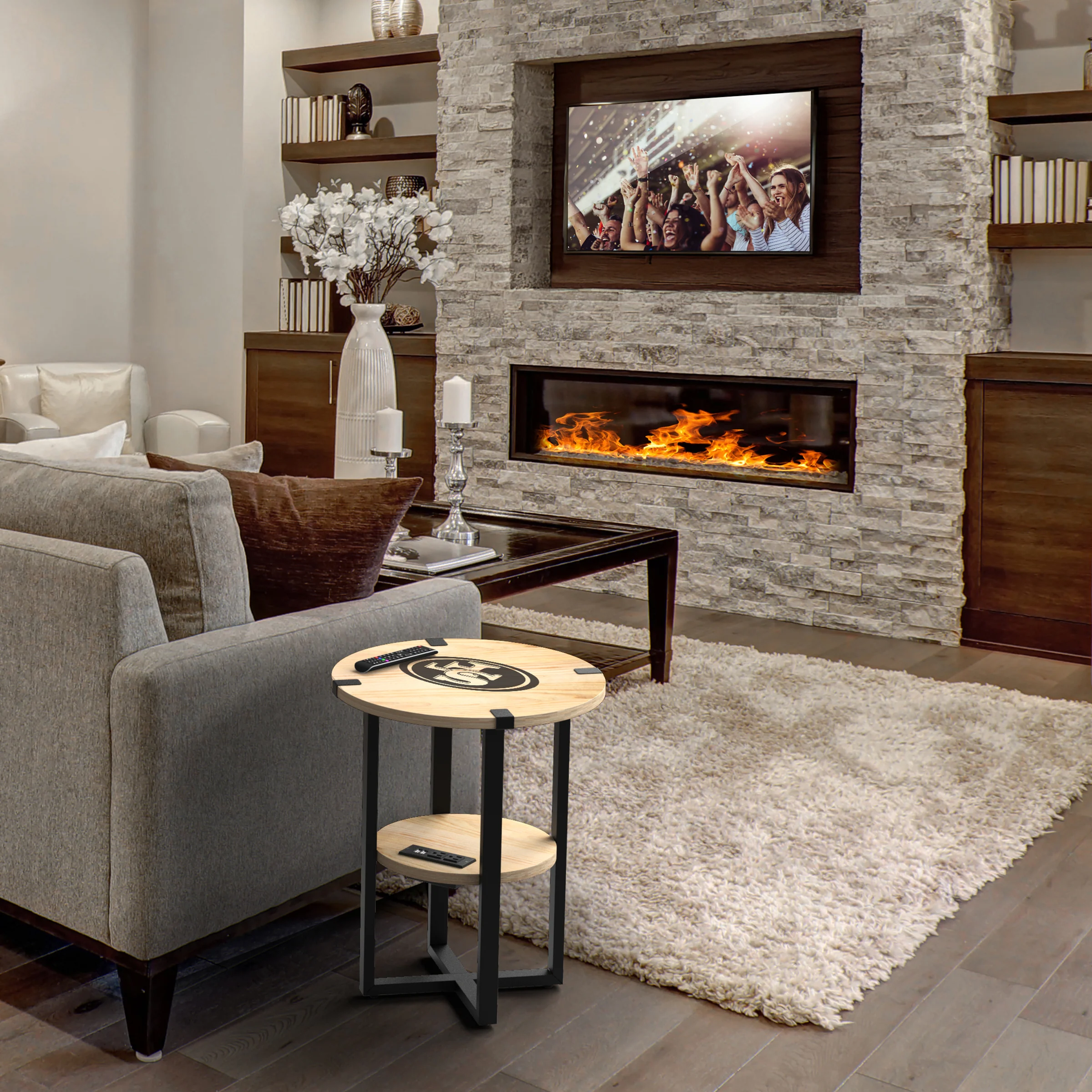 NFL Licensed Round Side Table with Charger - Image 23
