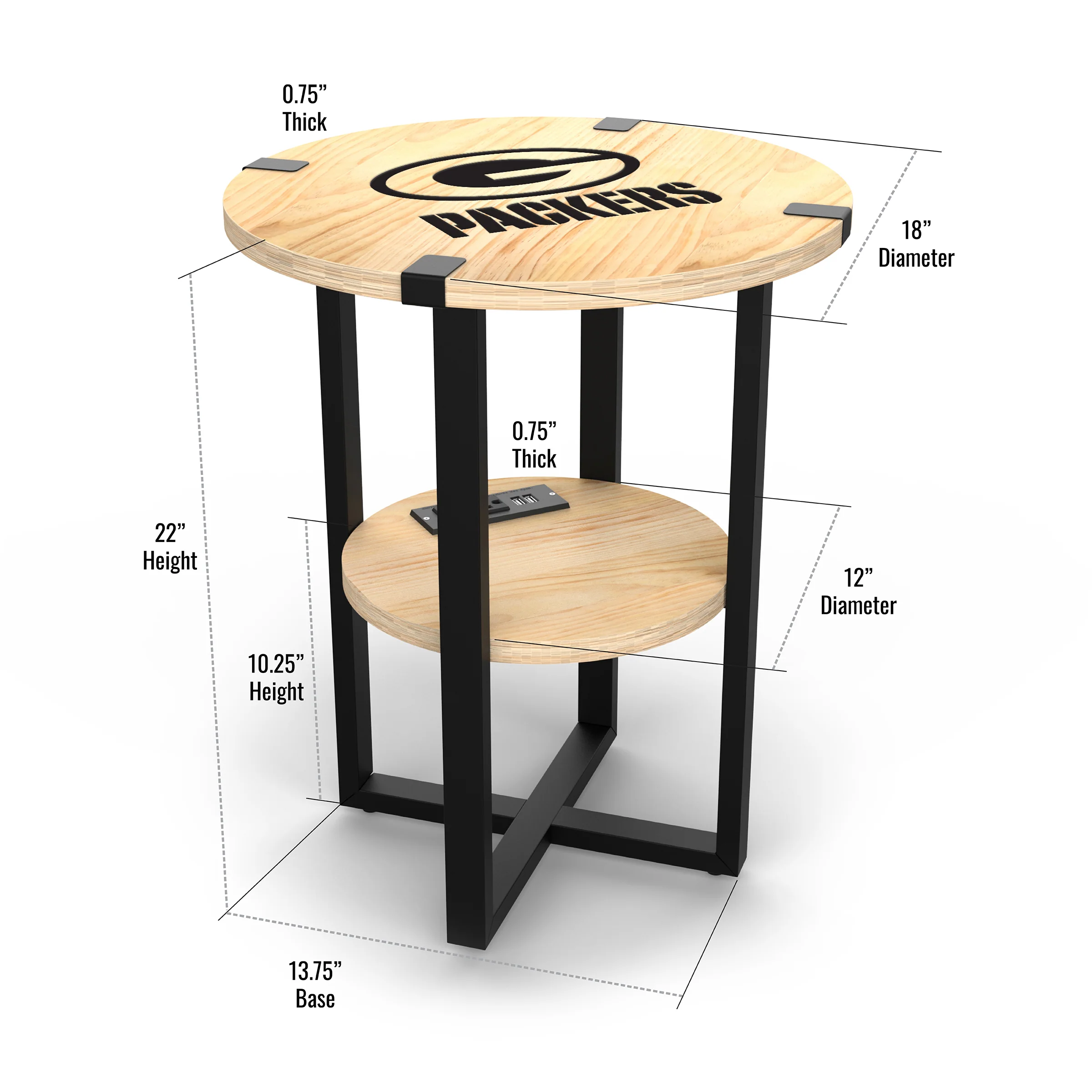 NFL Licensed Round Side Table with Charger - Image 4