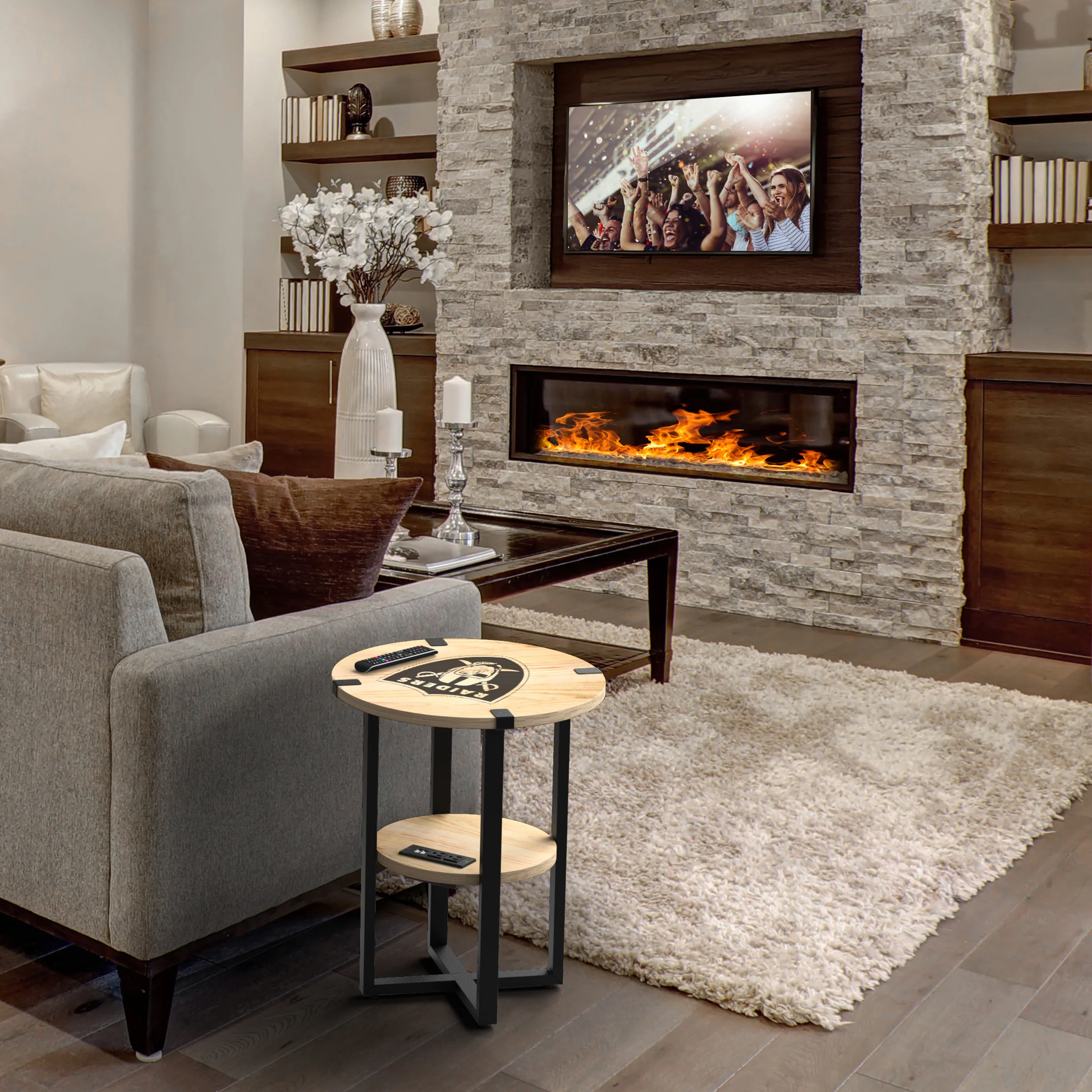 NFL Licensed Round Side Table with Charger - Image 47