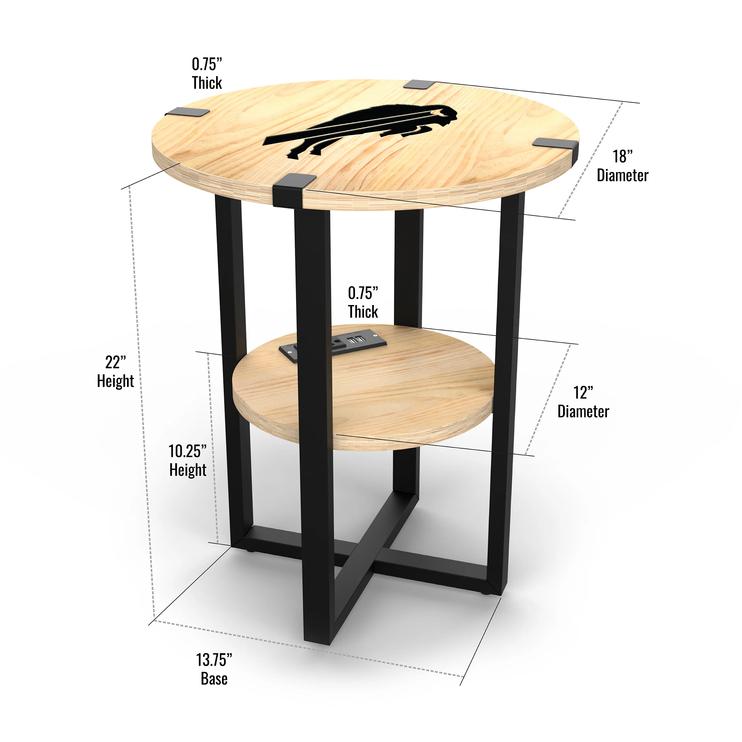 NFL Licensed Round Side Table with Charger - Image 76