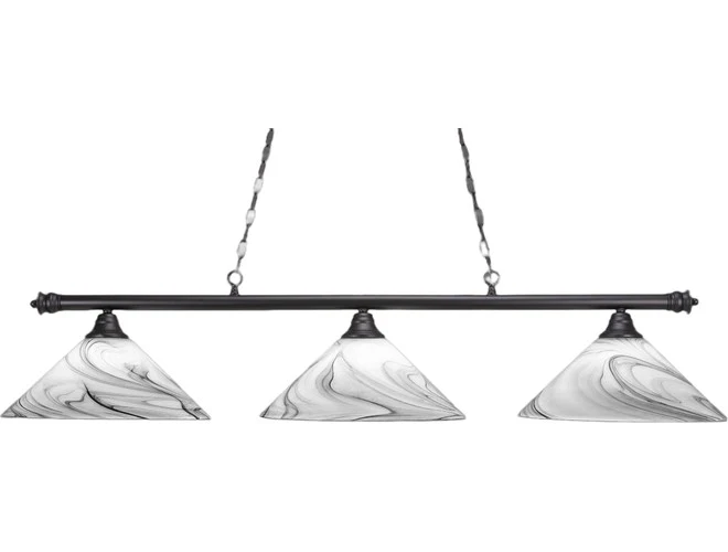 Toltec Lighting Oxford 3-Light Bar with Onyx Swirl Glass Shades
