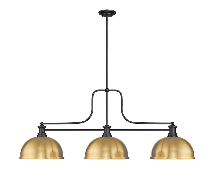 Z-Lite Melange Matte Black with Heritage Brass Dome Shade