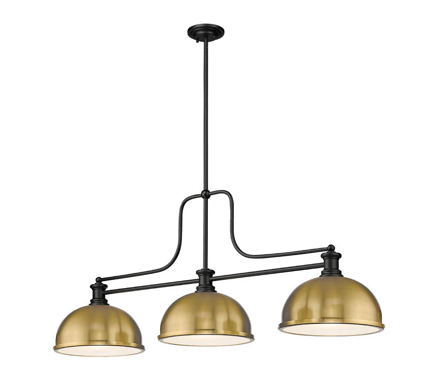 Z-Lite Melange Matte Black with Heritage Brass Dome Shade - Image 2