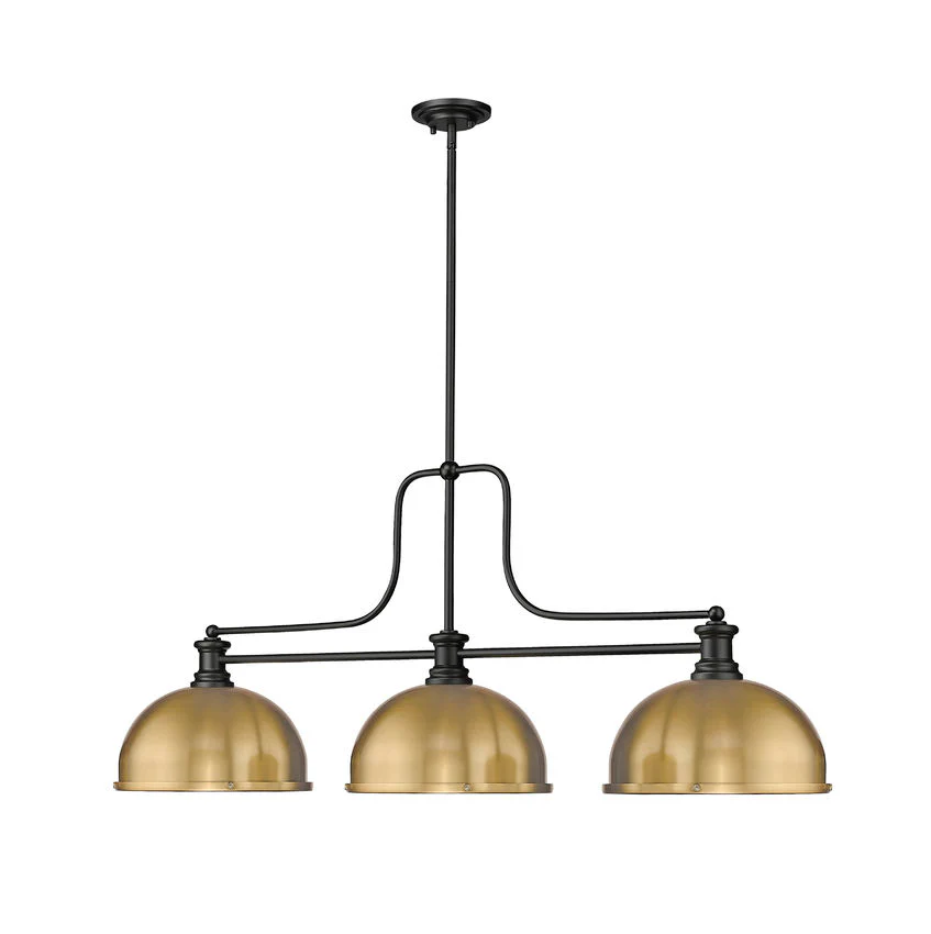 Z-Lite Melange Matte Black with Heritage Brass Dome Shade - Image 3