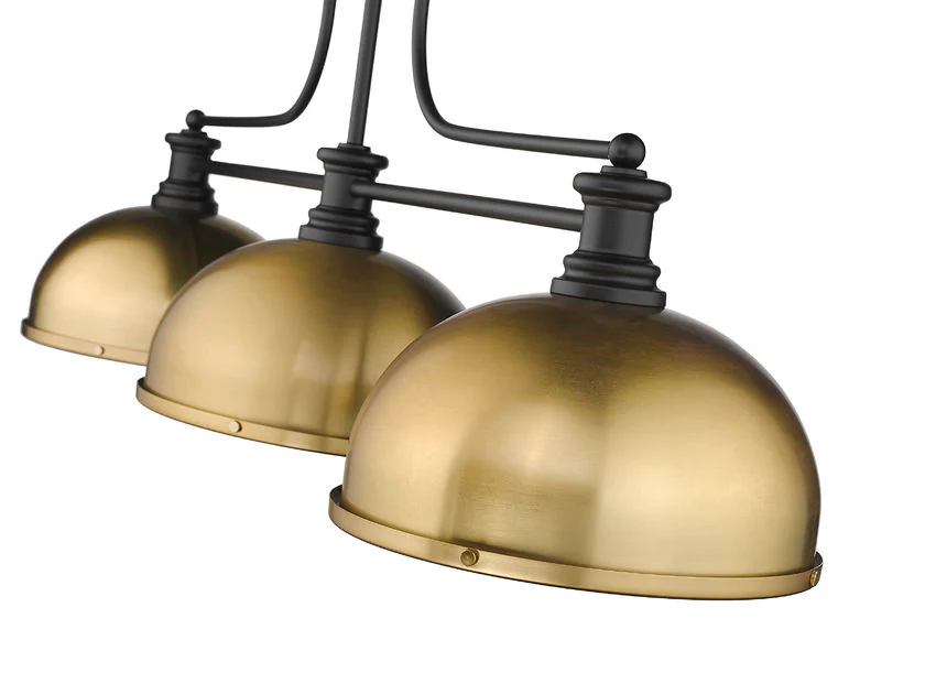 Z-Lite Melange Matte Black with Heritage Brass Dome Shade - Image 5